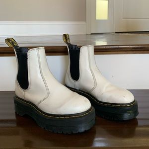 2976 Smooth Leather Platform Chelsea Boots; white platform doc martens